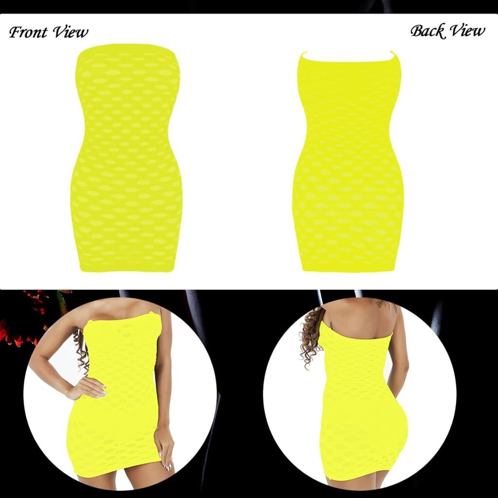 Geyoga 12 Pieces Womens Fishnet Lingerie Mesh Babydoll Bodysuit Lace Smock Lingerie for Women (Fresh Color)