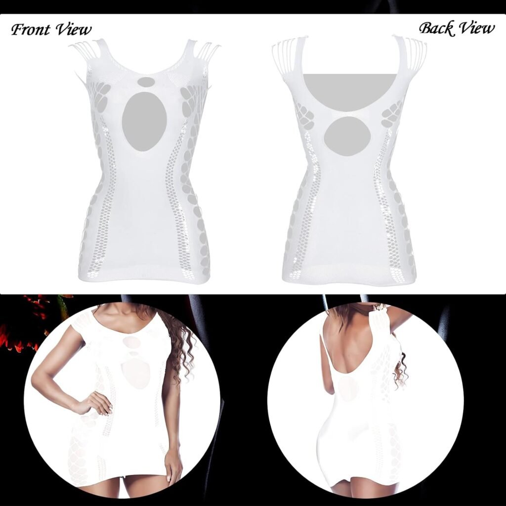 Geyoga 12 Pieces Womens Fishnet Lingerie Mesh Babydoll Bodysuit Lace Smock Lingerie for Women (Fresh Color)