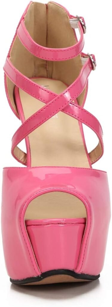 Womens Ankle Cross Strap Sandals Platform Stiletto Dress Zip