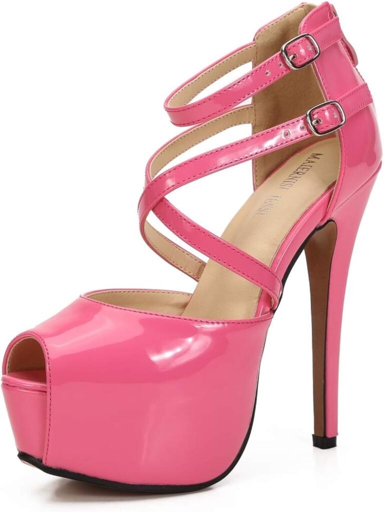 Womens Ankle Cross Strap Sandals Platform Stiletto Dress Zip