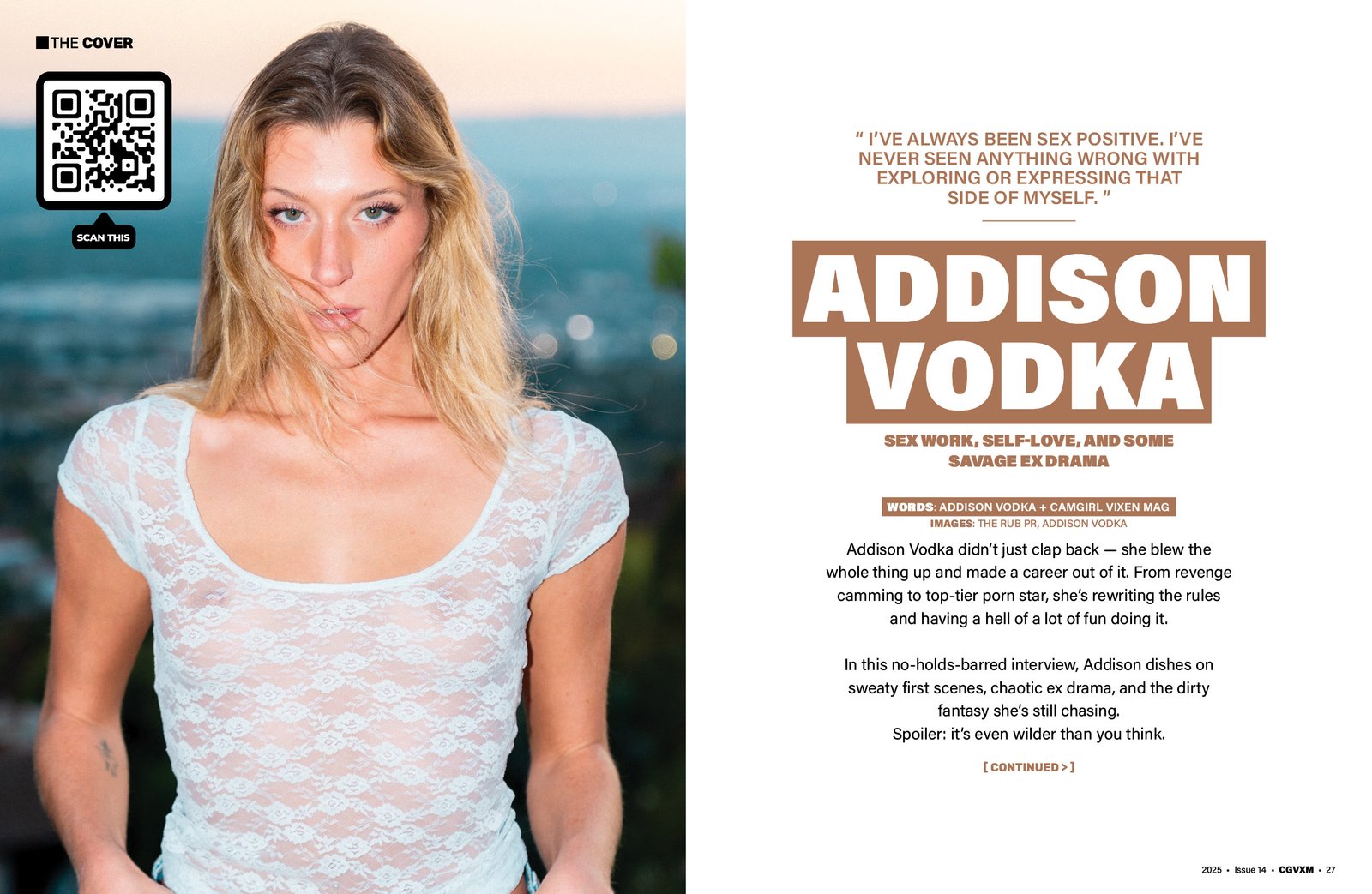 Addison Vodka Graces Cover of CamGirl Vixen Magazine, Issue 14 –